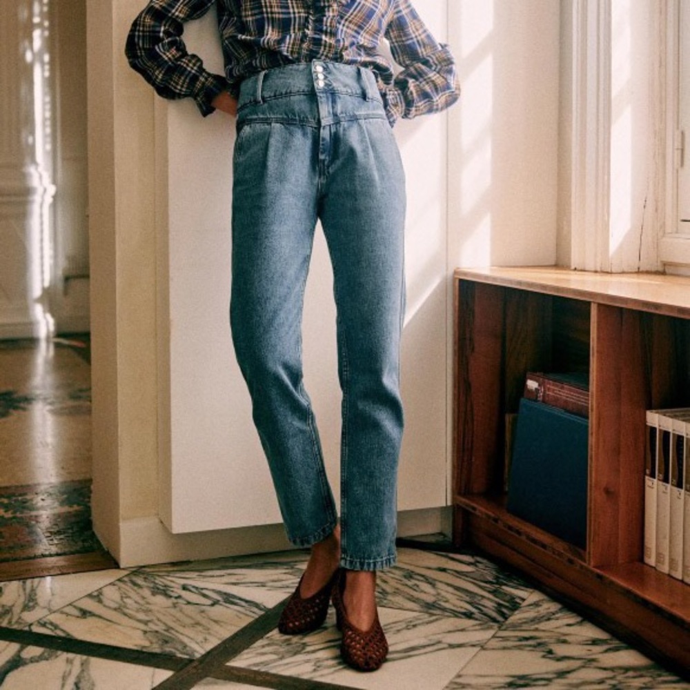 Sézane sam trousers, denim, size 40 FR / 8 US